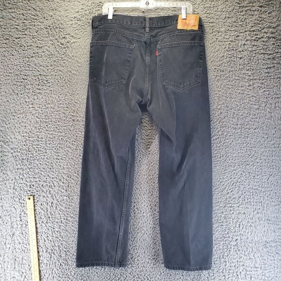 Levis Jeans Mens 36x30 Black 505 Straight Fit 100% Cotton Denim - Picture 1 of 13